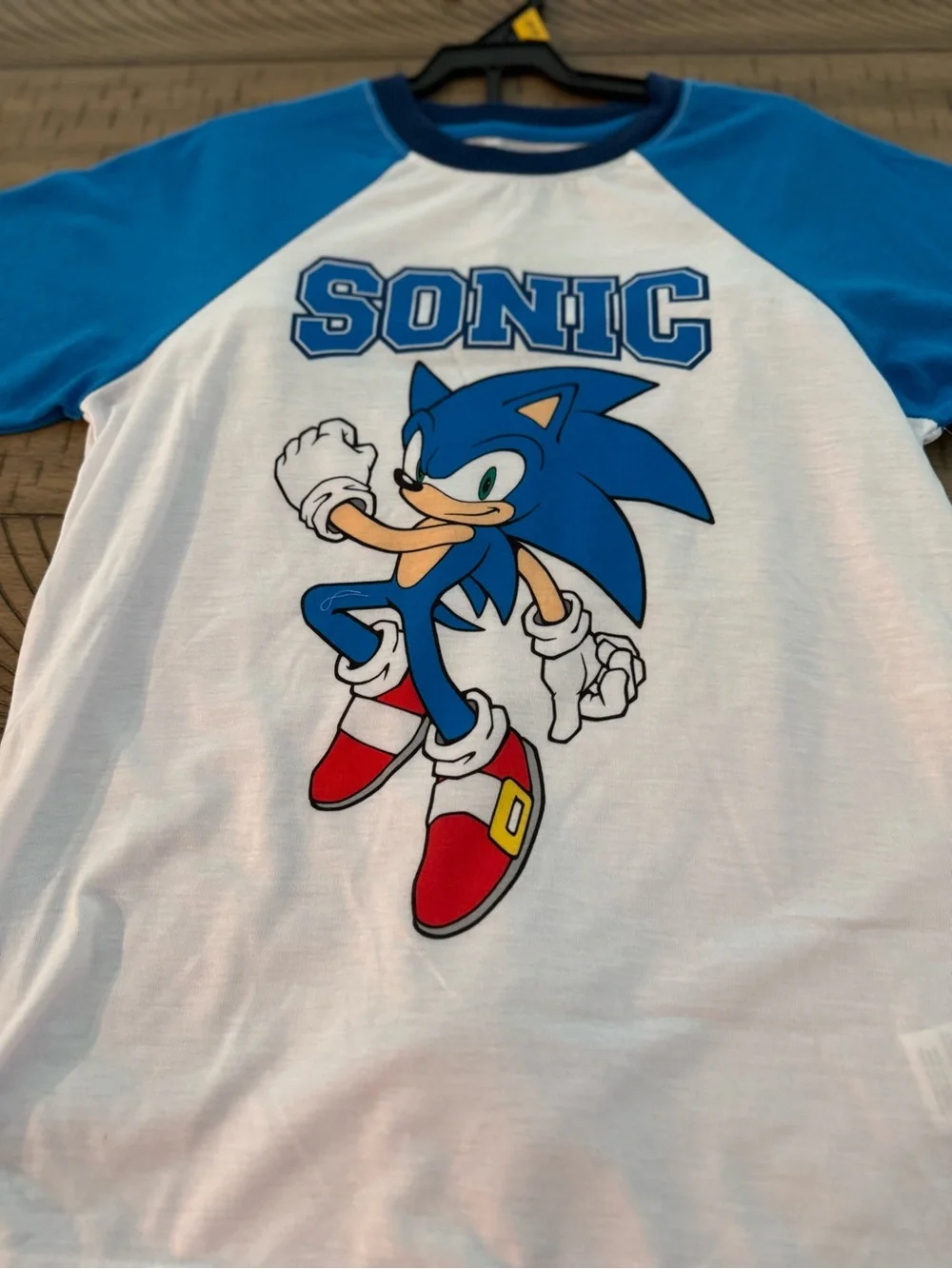 Sonic the Hedgehog Blue Raglan Kids Pajama Matching Set - L (10/12)-NWT